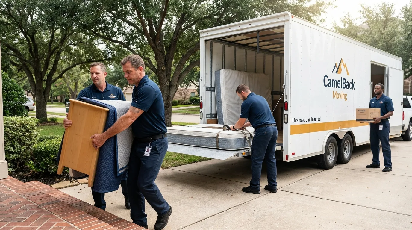Crew loading residential truck for cross-state move from Blauvelt, NY