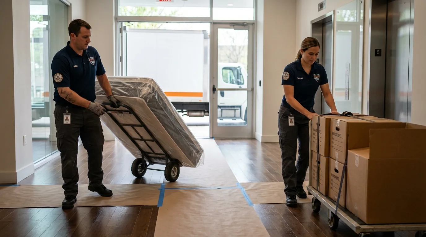 Professional apartment movers loading elevator in Blauvelt, NY